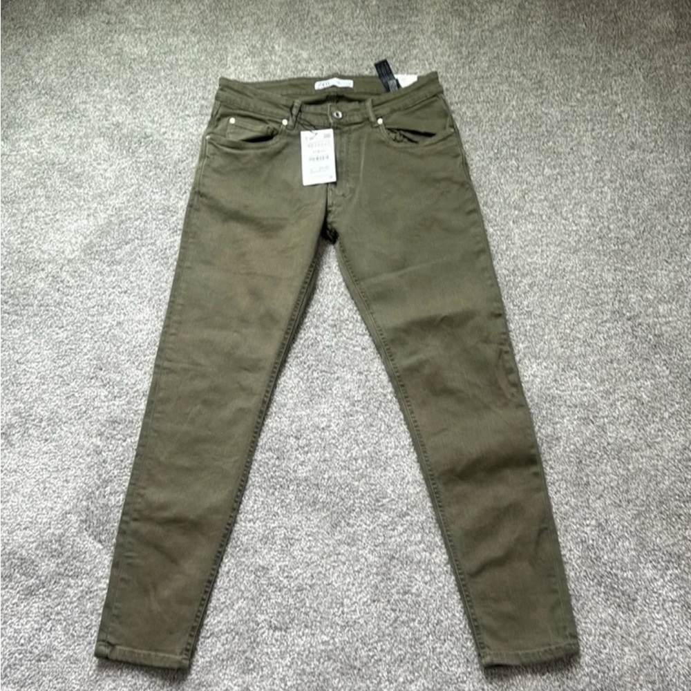 Zara skinny fit jeans olive green color